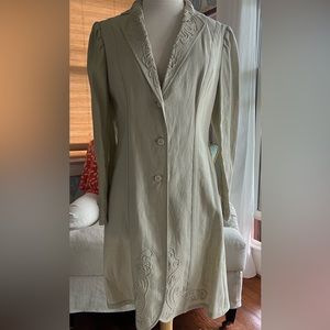 Linen, car coat length jacket